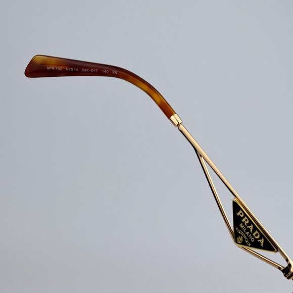 Prada PR73ZS 5AK01T BRAND NEW Sunglasses Shiny Gold Dark Brown Pilot Unisex - Picture 10 of 13